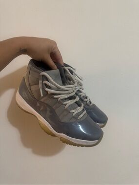 Jordan 11 Gray High-Top Patent Leather Sneakers